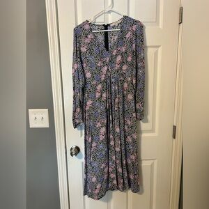 LOFT Blue and Pink long sleeve floral dress